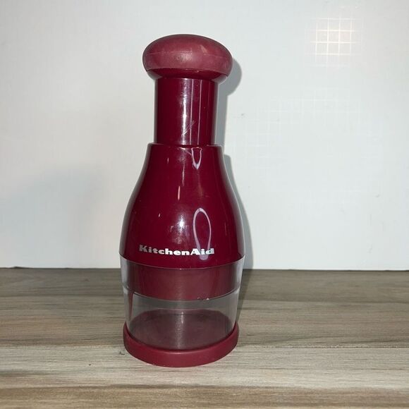 KitchenAid Hand-Held Manual Red Food Chopper With Stainless Steel Blades & Lid - Picture 1 of 10